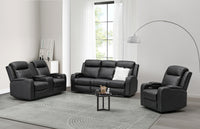 Louise Recliner Lounge 1/2/3 seater -Leather-Grey/Black