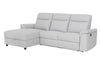 Dawson Fabric Electrical Recliner 2 Seater with Storage Chaise - Light Grey