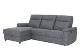 Dawson Fabric Electrical Recliner 2 Seater with Storage Chaise - Dark Grey