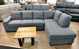 Miami Fabric Sofa with Chaise - Grey