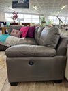 Paramount leather 2 Seat sofa with Chaise-Brown/Dark Grey